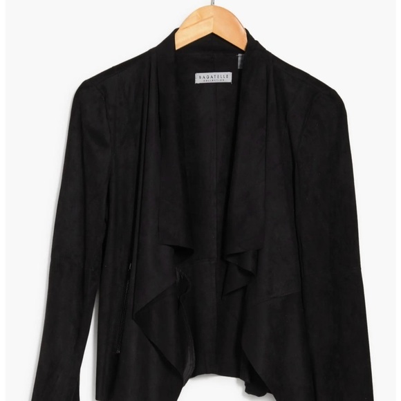 Bagatelle Collection Jackets & Blazers - Faux Leather Sophisticated Black Draped Blazer